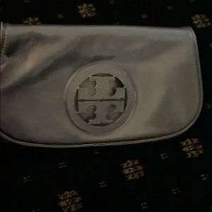 Tory Burch silver clutch